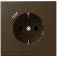 Розетка с заземлением +1хUSB тип C без рамки Jung LS990 metal 1-м. античная латунь картинка